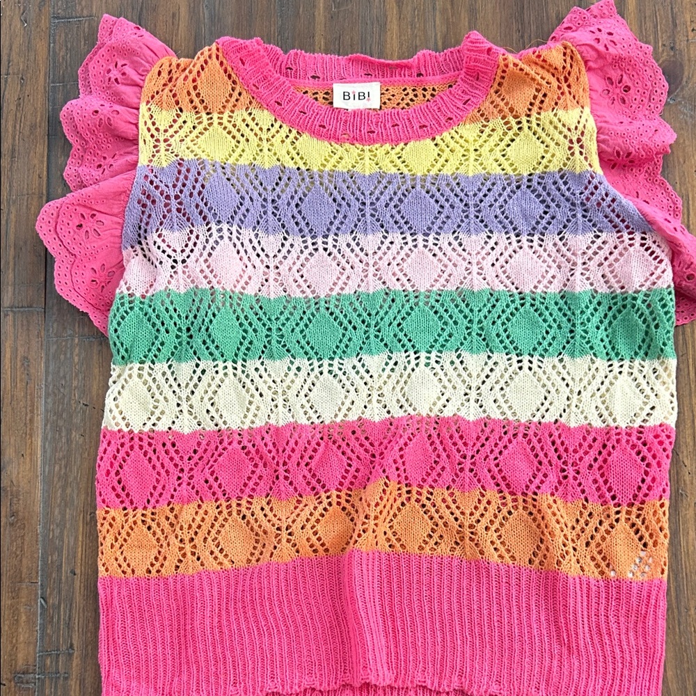 BiBi woman’s Colorful Striped Knit Blouse